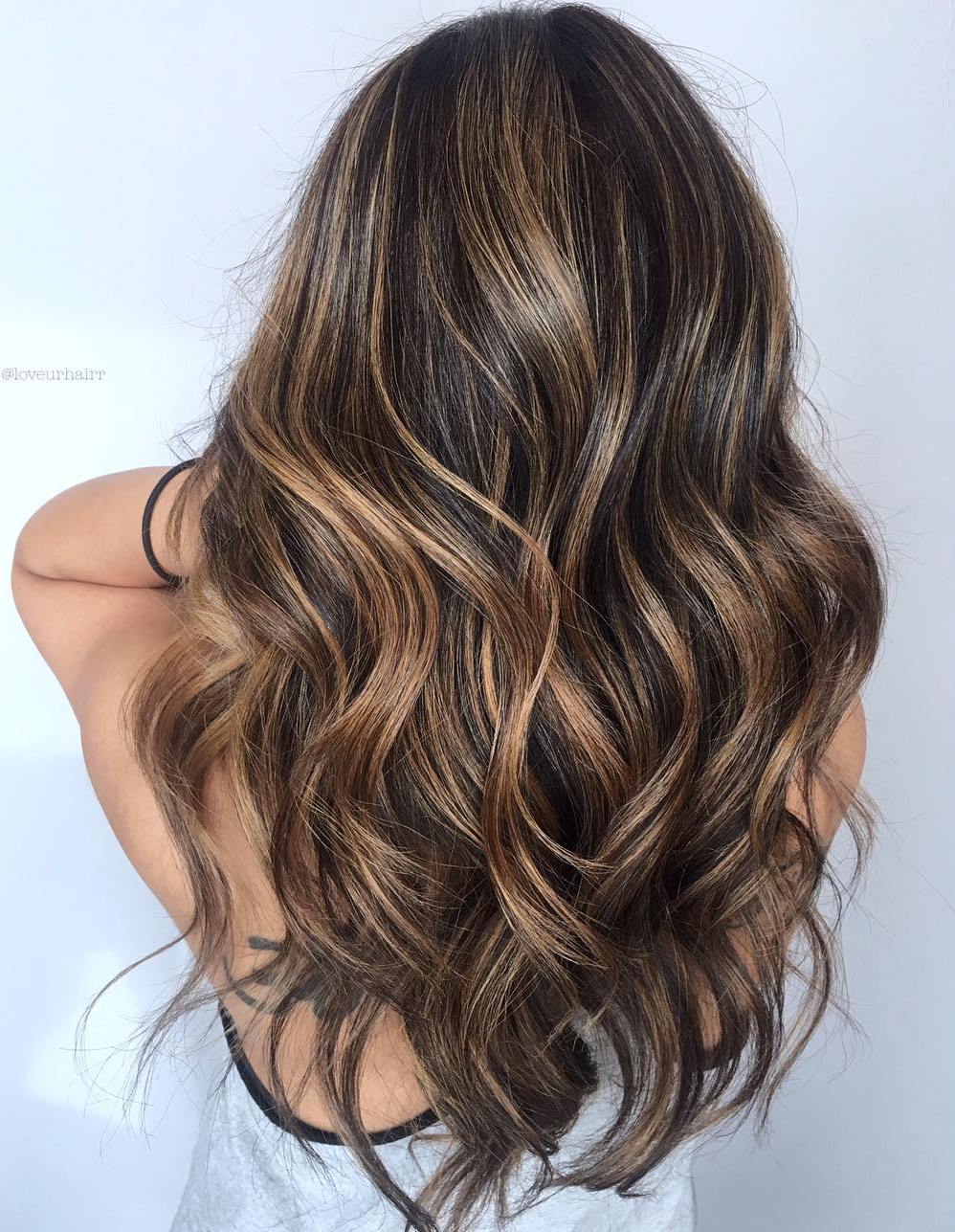 long brown hair with highlights