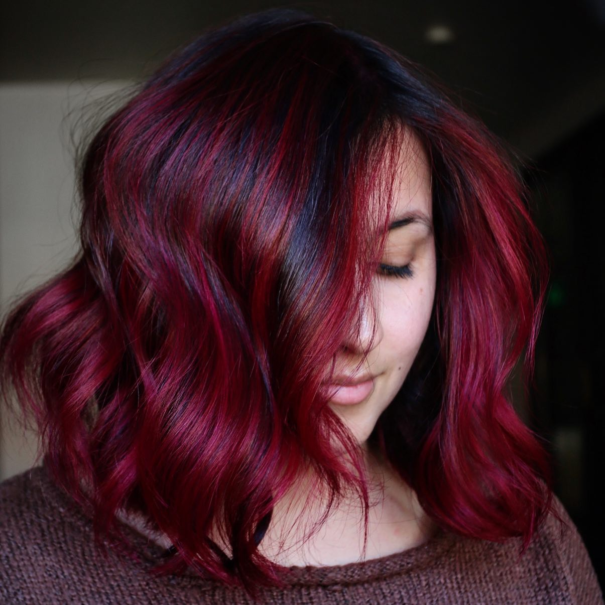 red hair with black and blonde highlights