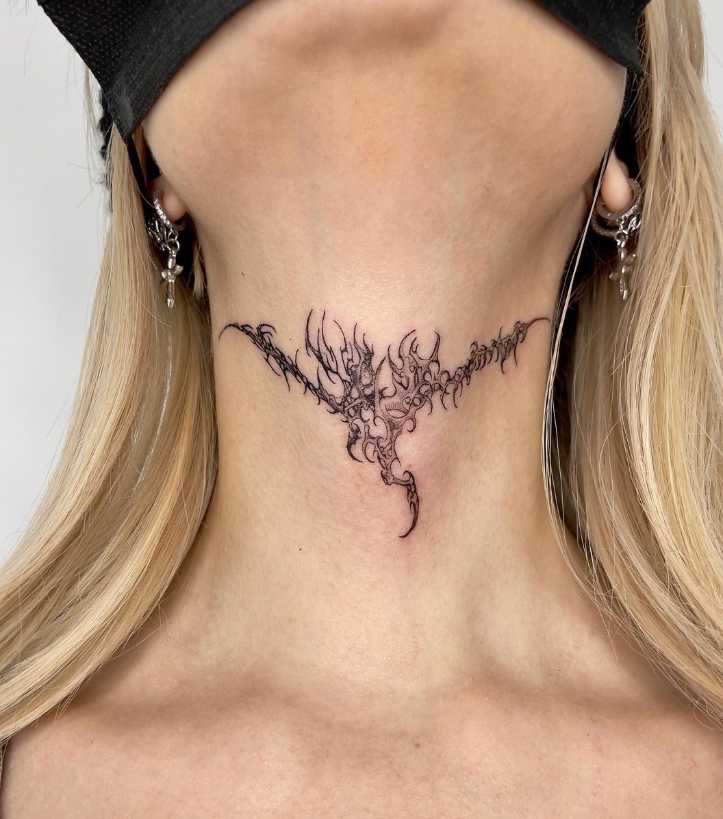50 Coolest Neck Tattoos for Women in 2023  Front neck tattoo Full neck  tattoos Neck tattoos women