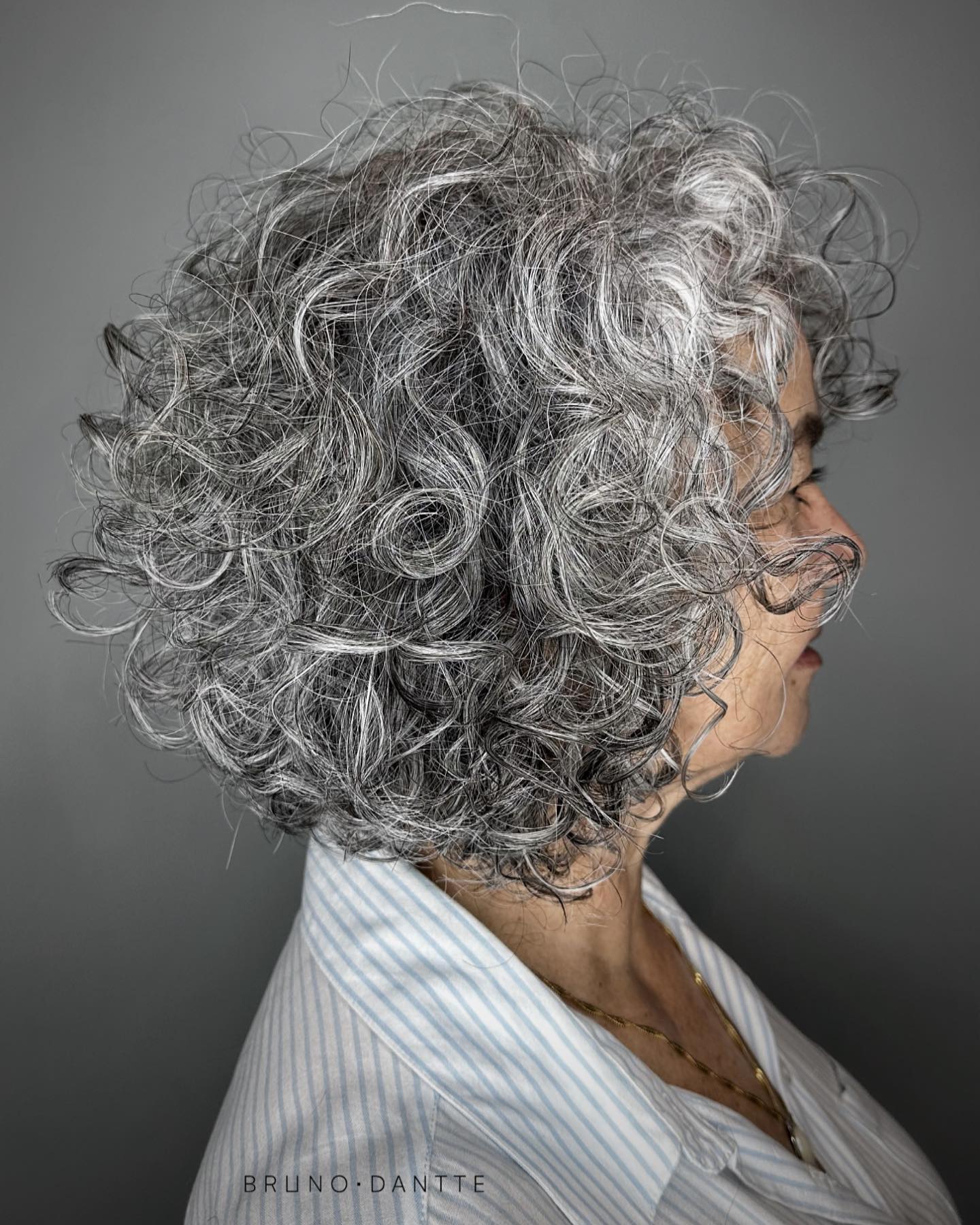 Curly Bob Cut on Sliver Hair