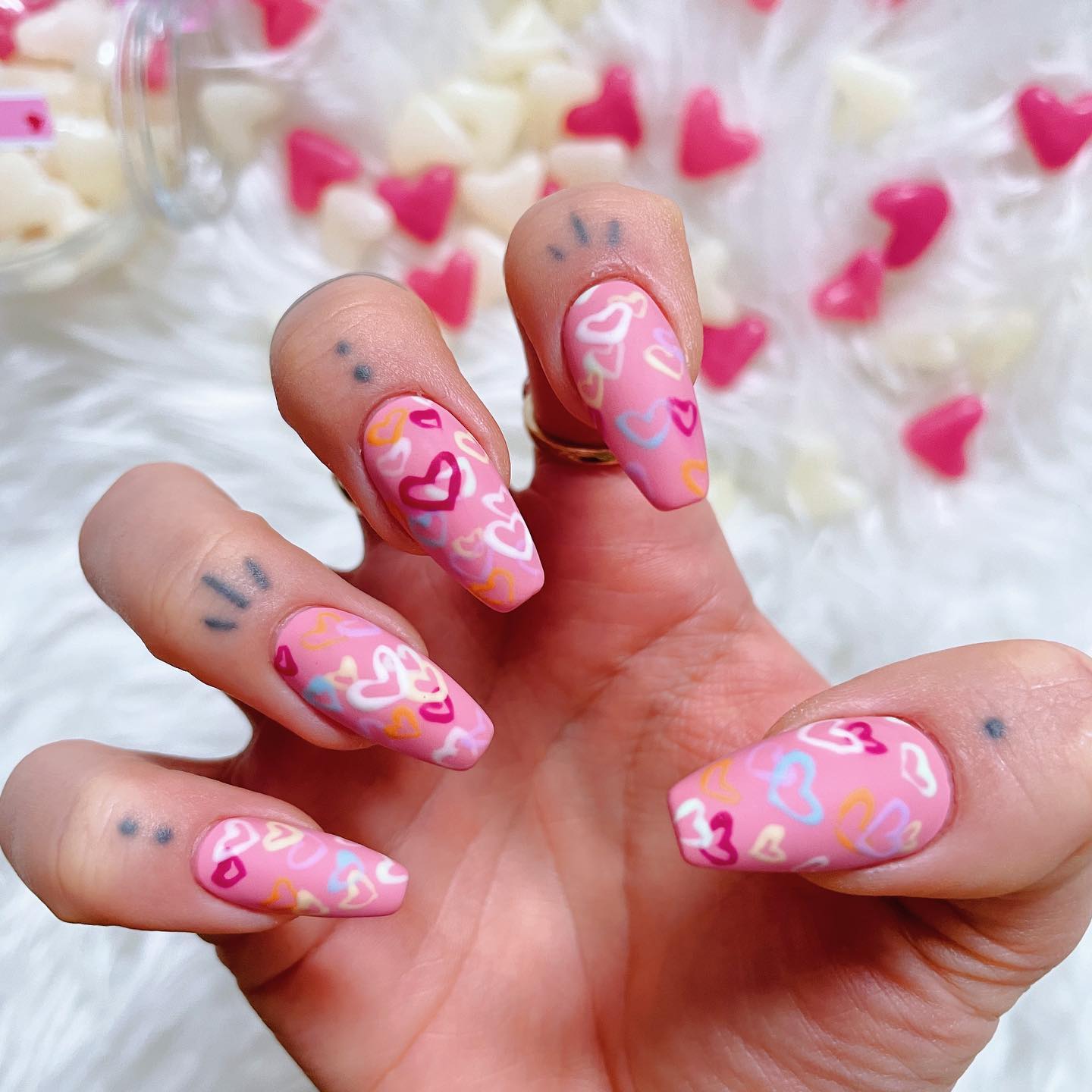 Pink Graffiti Coffin Nails