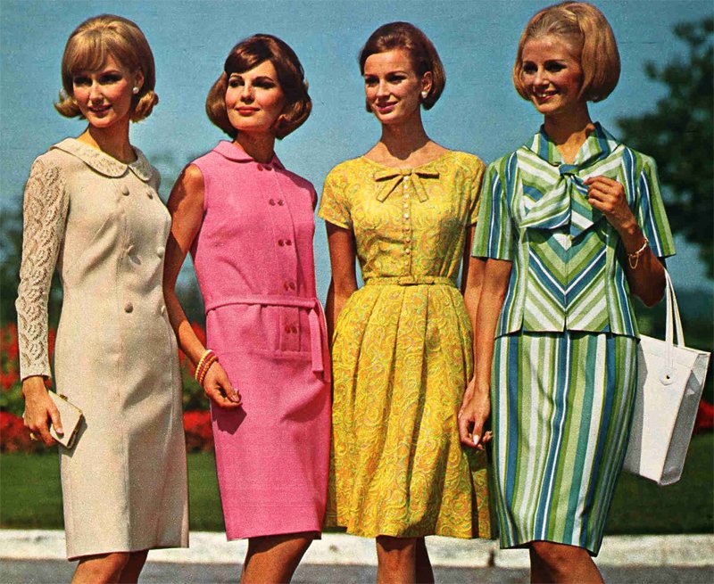 Clothes and men's and ladies fashions in the 1960's prices and examples