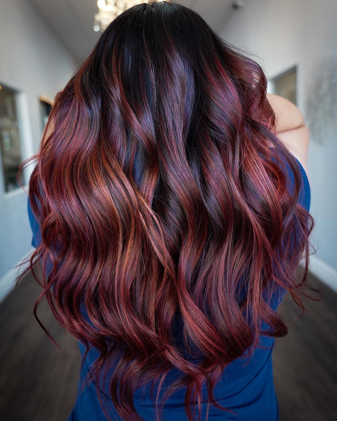 natural red hair with black lowlights