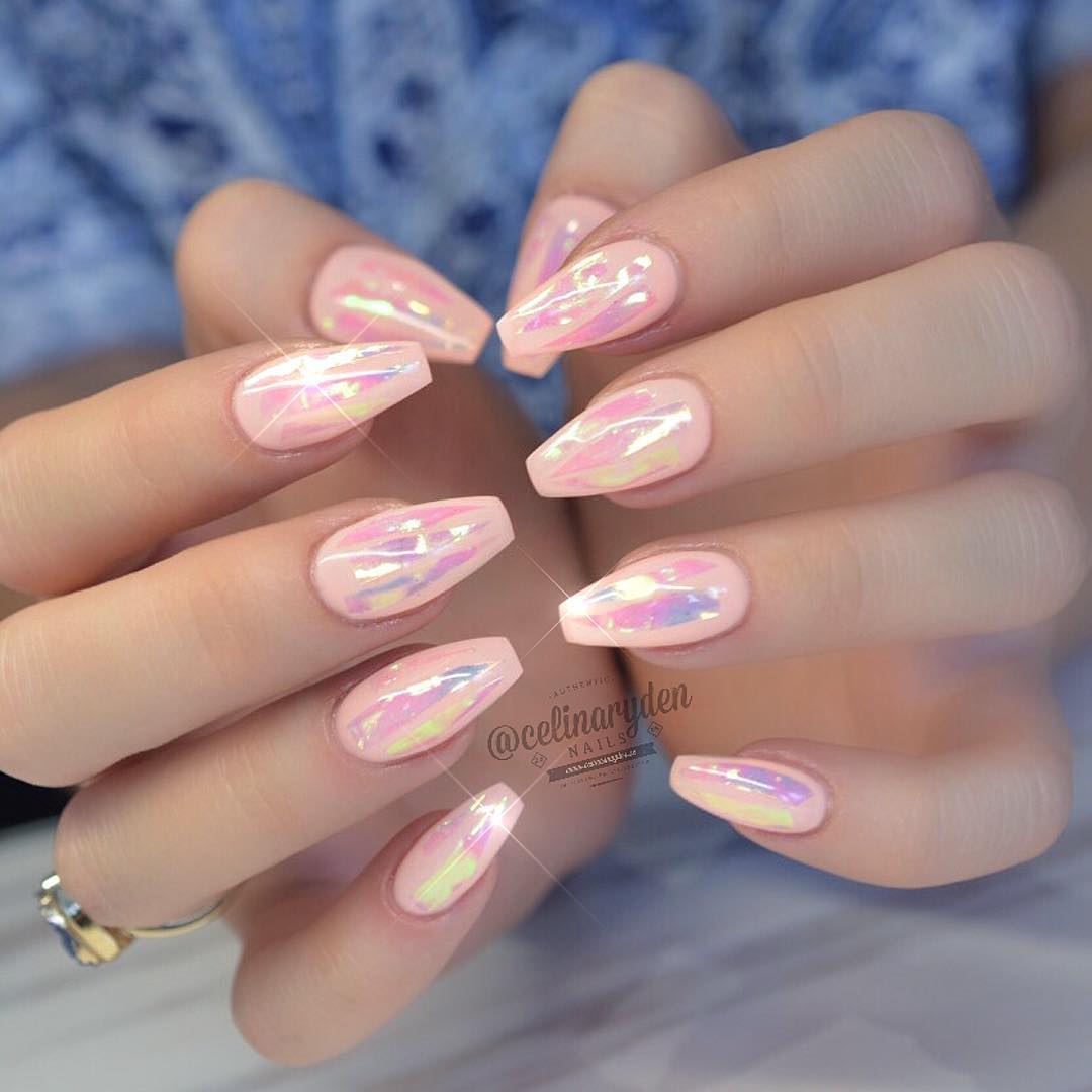 light pink chrome nail polish