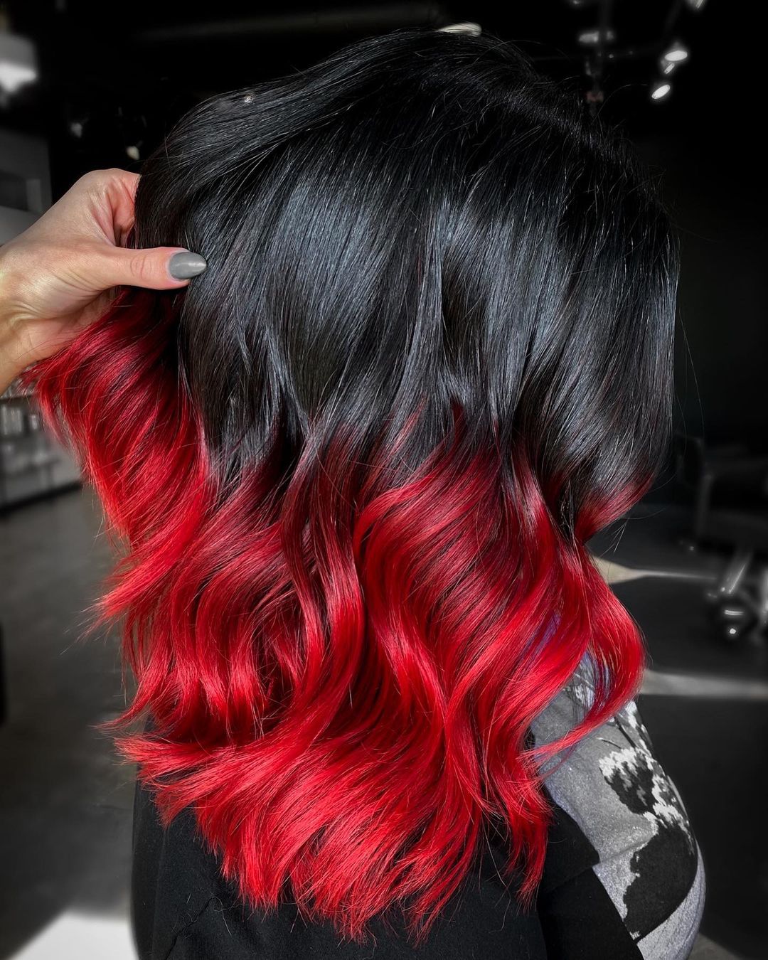 Black Hair With Bright Red Tips