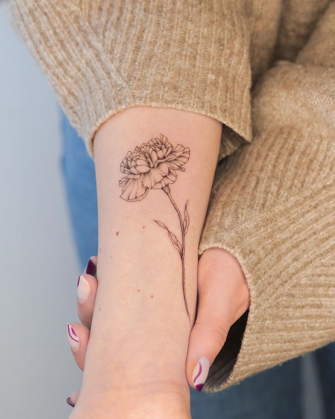 Tattoo uploaded by Jo Chastney  Heres a Carnation from a little while  back flowertattoo blackandgrey  Tattoodo