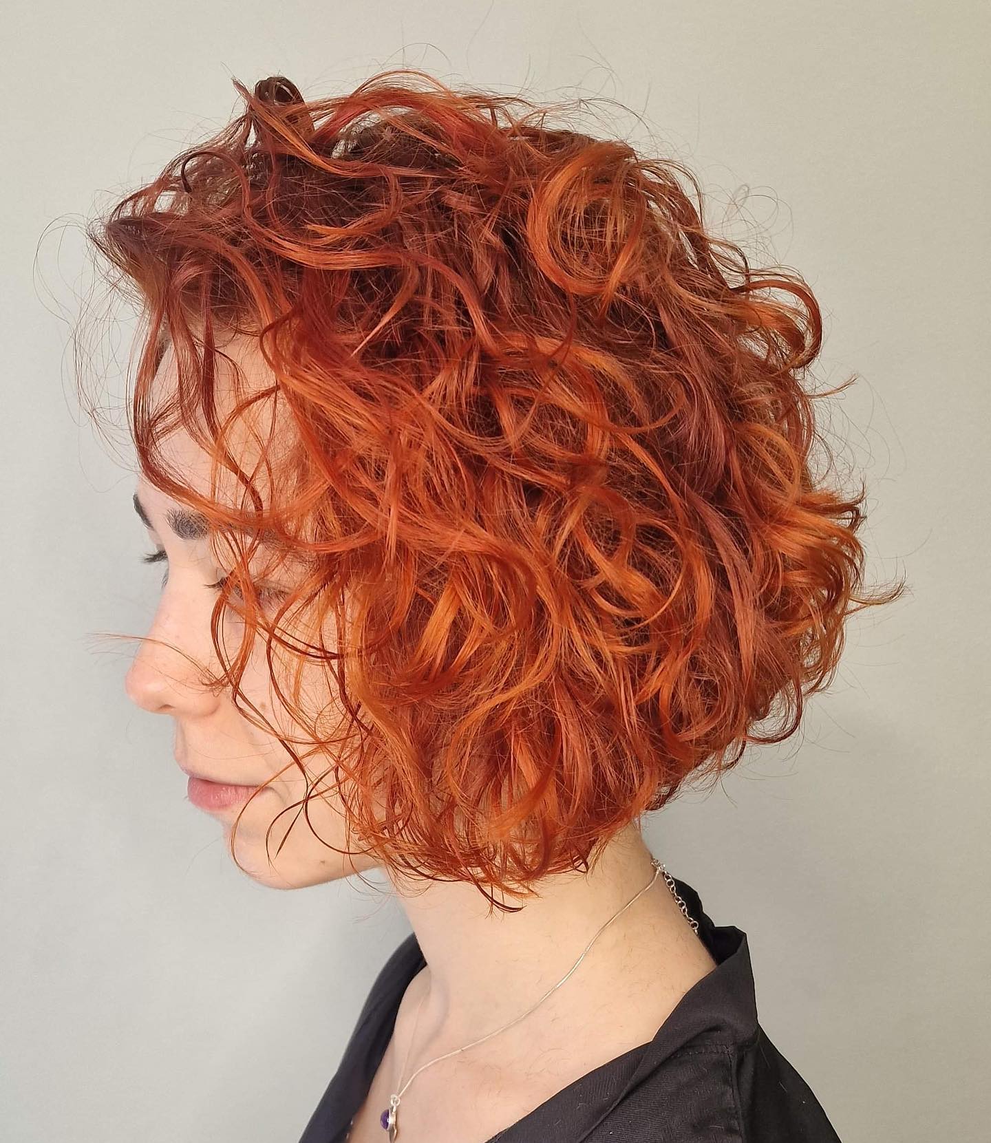 Red Short Loose Ringlets on Bob Cut