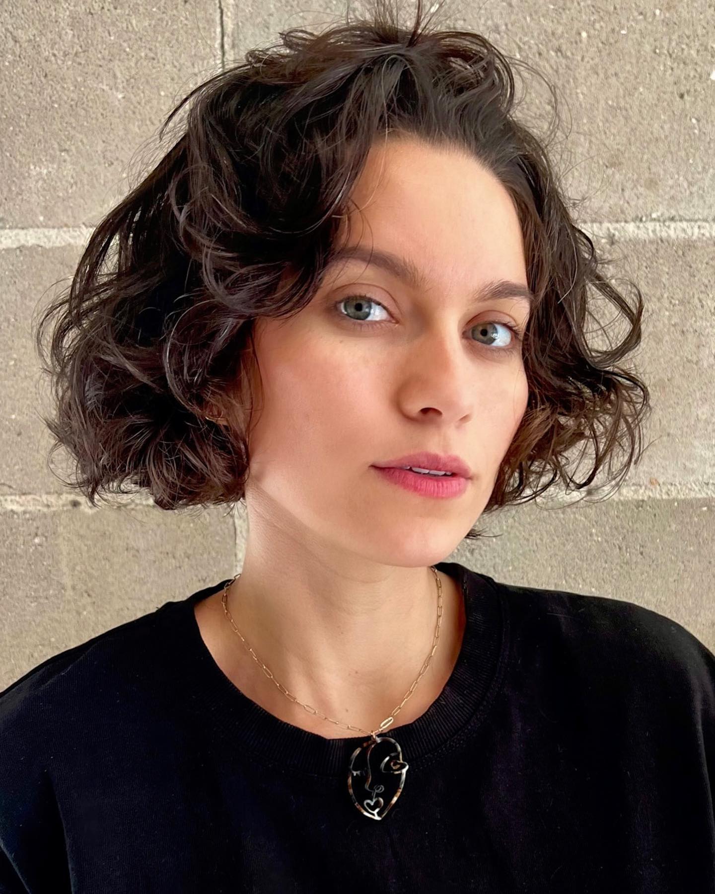 Loose Ringlets on Dark Bob Cut