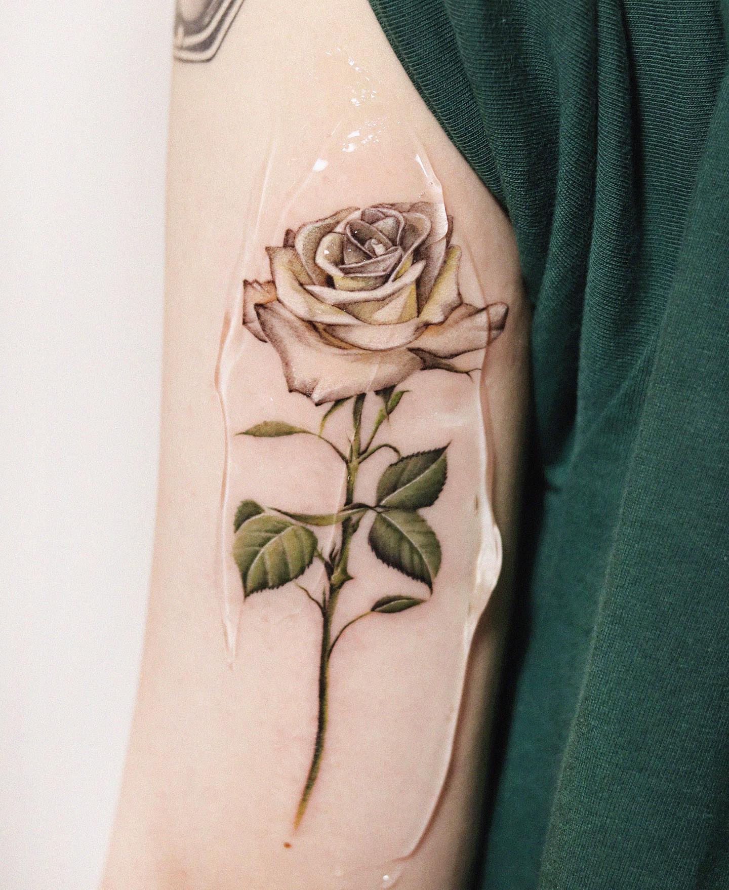 White Rose Tattoo on Arm