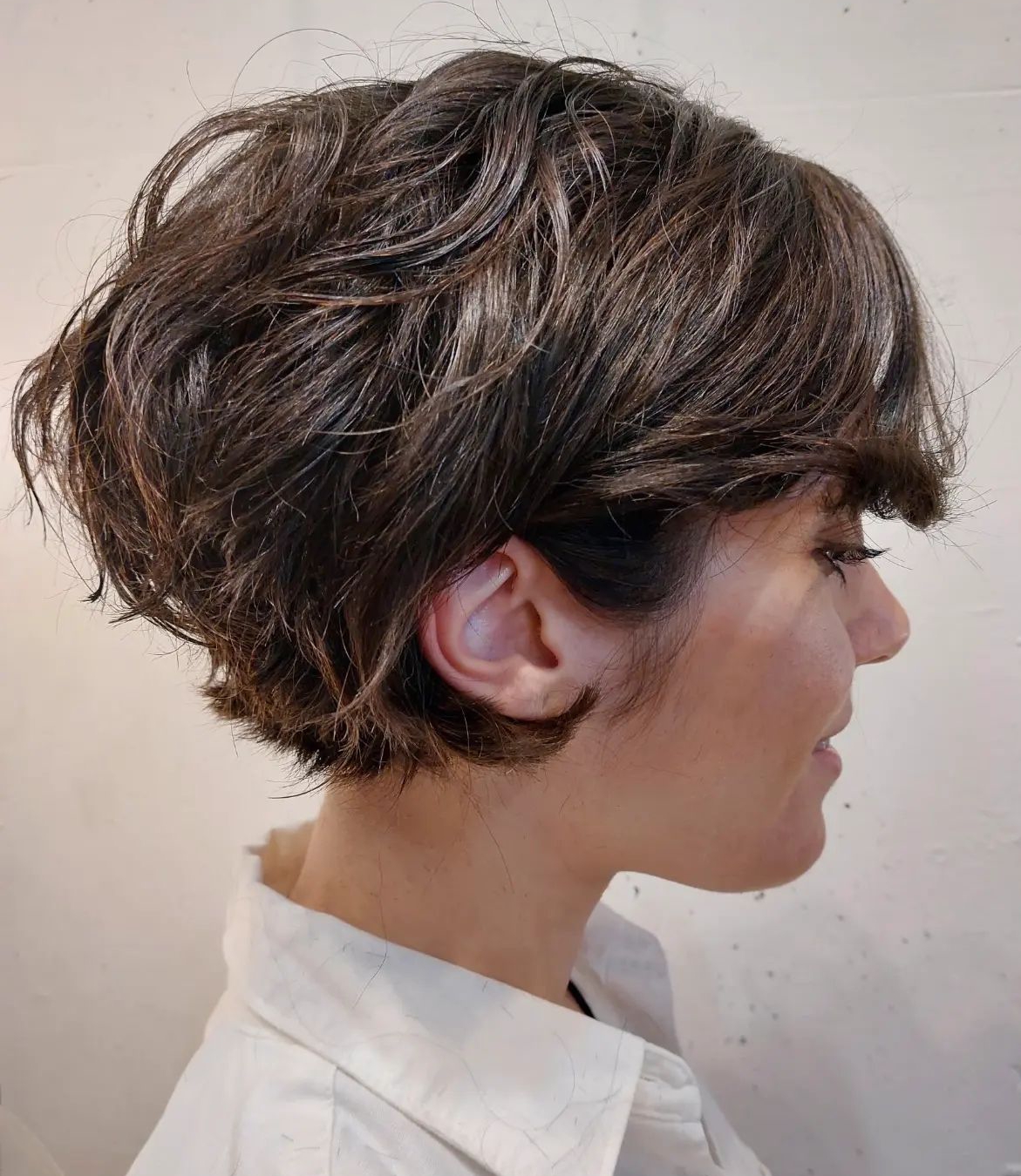 Long Pixie Bob Haircut on Brunette