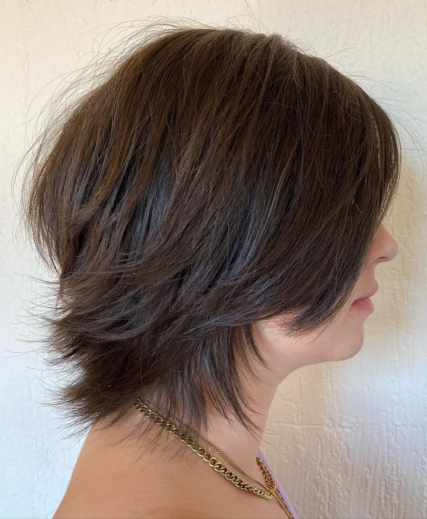 Shaggy Bixie Haircut on Brown Hair