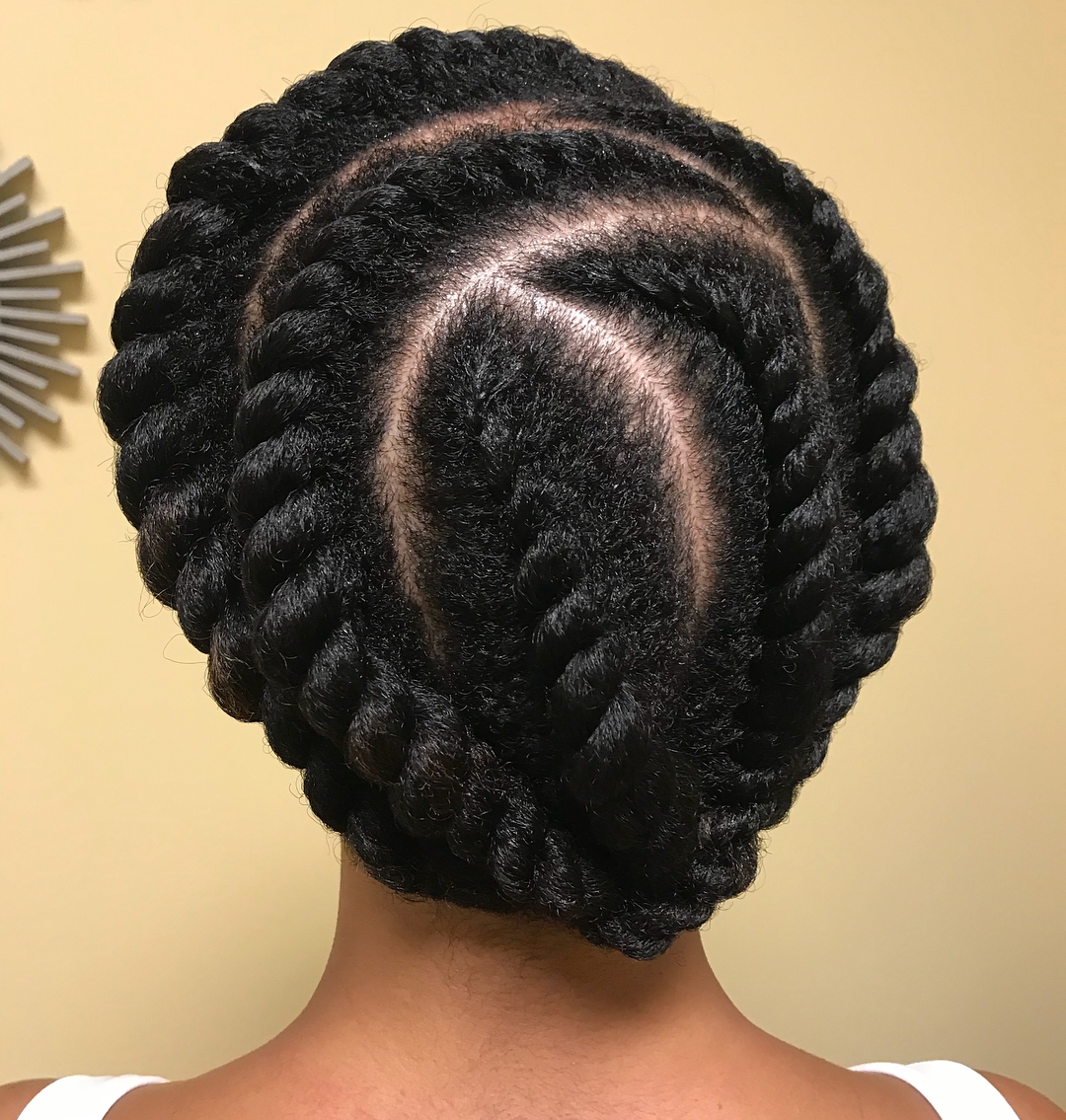 Natural Black Flat Twists Updo