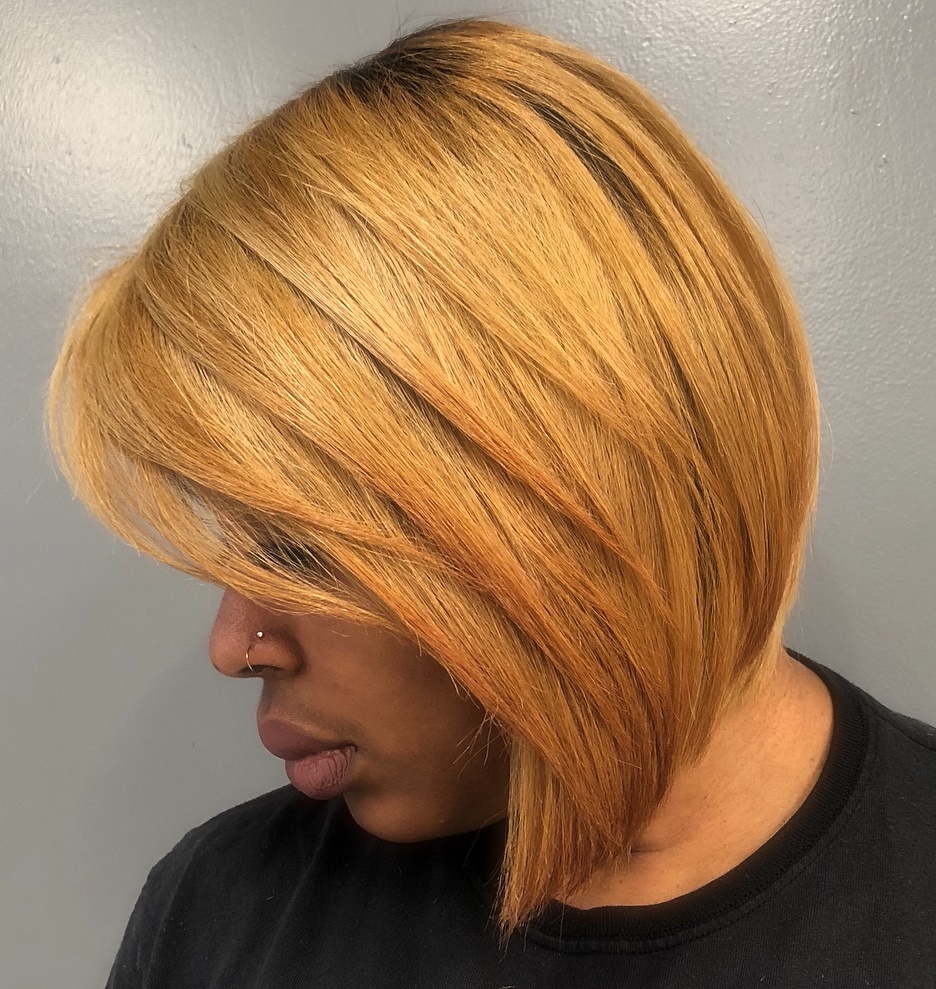 Golden Bob For Thick Hair