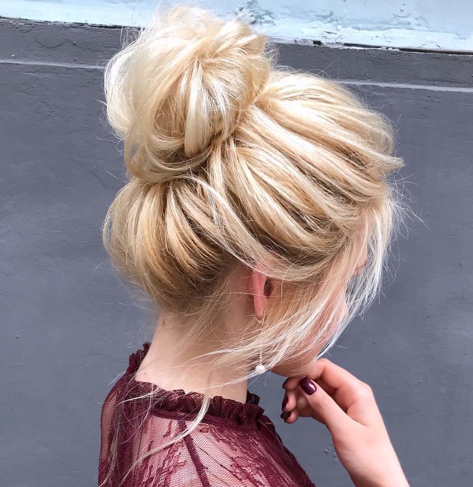 Tousled Bun Updo With Root Volume